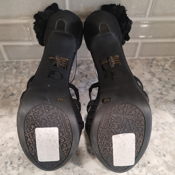 Gianni Bini Flower Pedal Black Platform Heel Open Toes Ankle Strap Sz: 8M - Picture 8 of 9